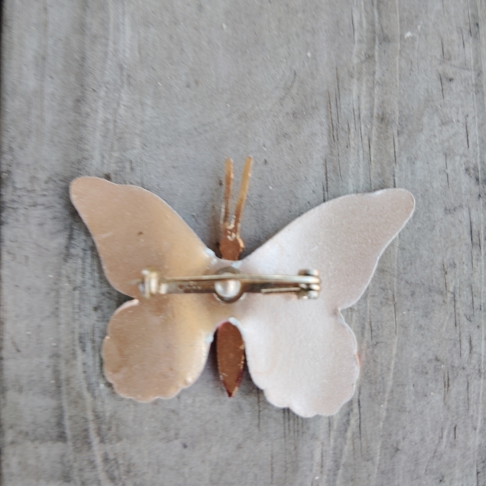 Women's Hand Painted Vintage Butterfly Brooch Made in Korea - Picture 6 of 9